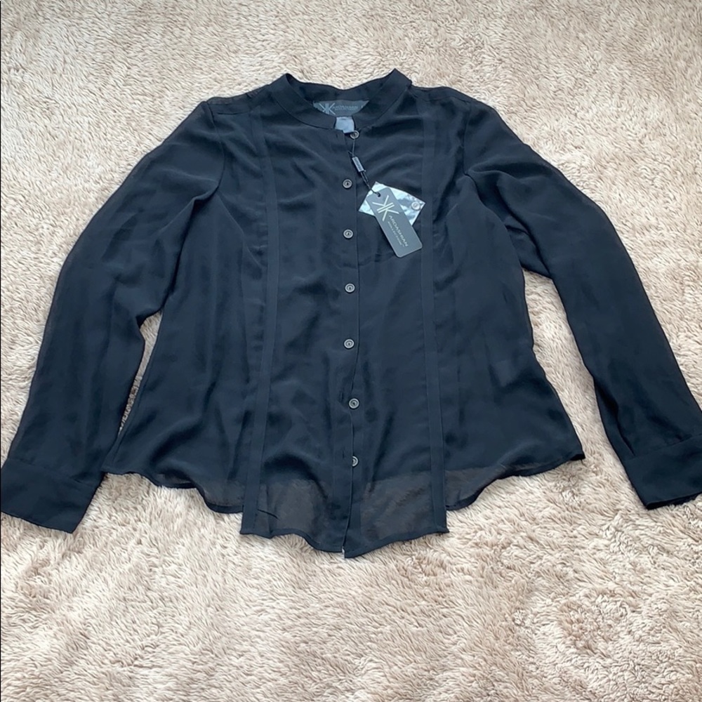 Kardashian Collection Black Button Down Blouse